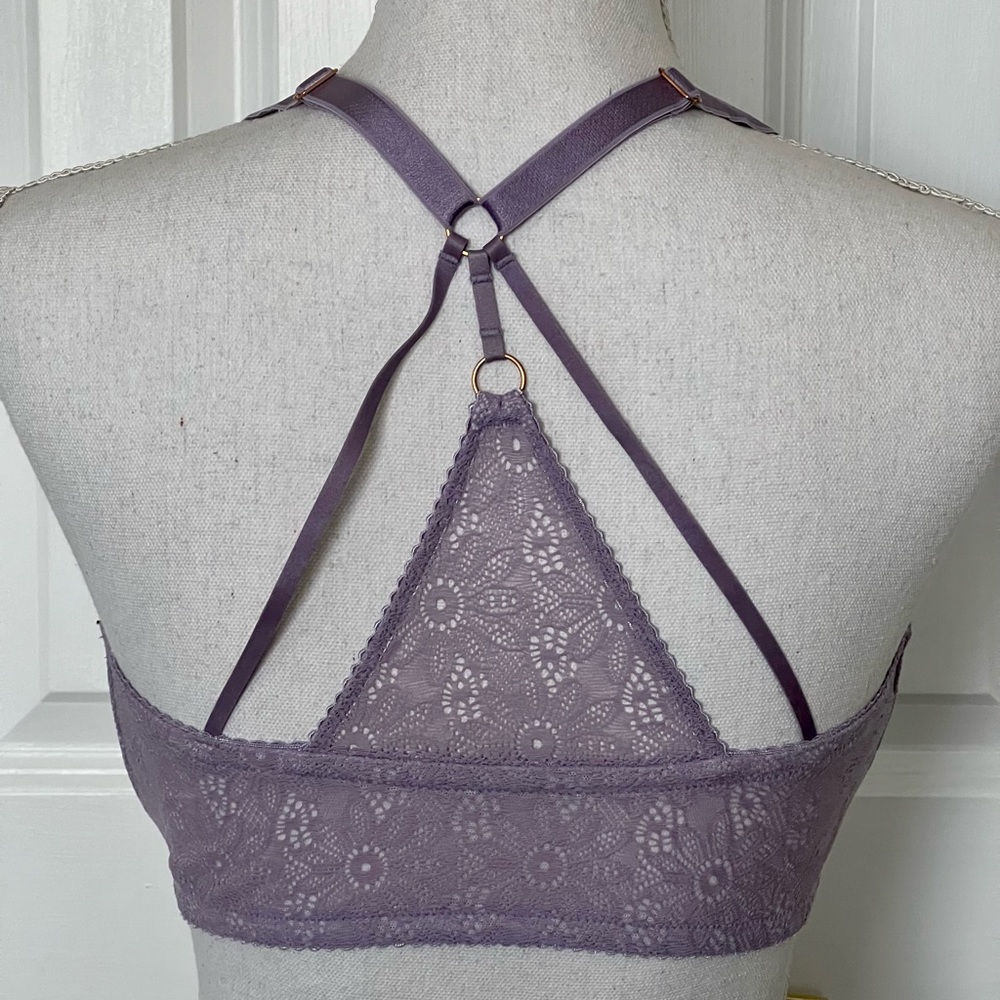 Victorias Secret Very Sexy Unlined Plunge Lavender Racerback Front Close Bra 36F